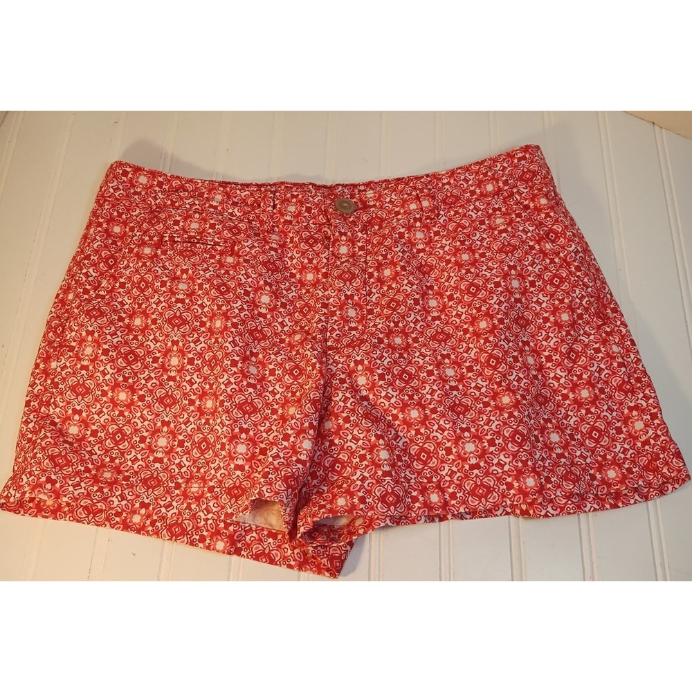 Gap Womens 6 Red White Geometric Print Chino Shorts Summer Casual Nautical Beach